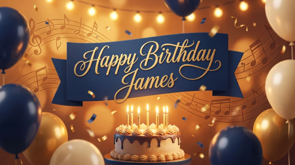 Happy Birthday James — personalized AI birthday song artwork