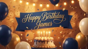Happy Birthday James — personalized AI birthday song artwork