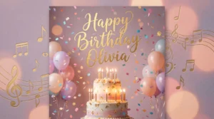 Happy Birthday Olivia — personalized AI birthday song artwork